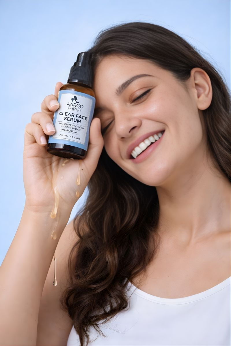 Aargo Clear Face Serum on model